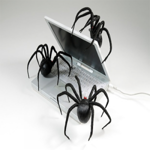 image of spiders crawling a laptop looking at links